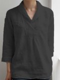 V Neck 3/4 Sleeve Simple & Basic Shirts