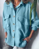 Plus Size Casual Long Sleeve  Solid Tops