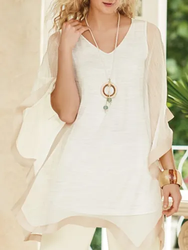 White V Neck Vintage Shirts & Tops