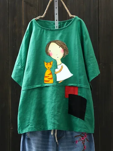 Casual Short Sleeve Round Neck Plus Size Tops