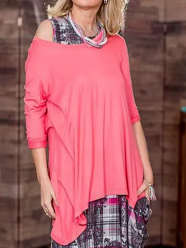 Red Casual Plain Shirts & Tops