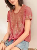 Printed Short Sleeve Crew Neck Casual Shirts