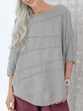 Round Neck Half Sleeve Cotton-Blend Casual Shirts & Tops