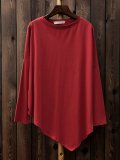 Cotton Casual Crew Neck Blouses