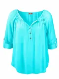 Solid Crew Neck Casual Blouses
