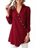 Chiffon Asymmetric Button Solid Shirt Collar Casual Blouse & Shirts