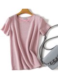 Plus Size Women Short Sleeve Round Neck Vintage Sequin Solid Casual Tops