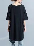 Casual Half Sleeve Round Neck Plus Size Tops