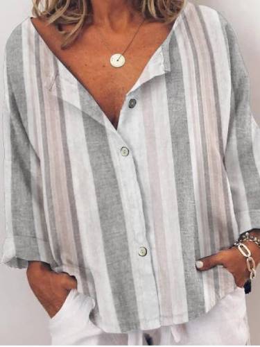 Stripes-Printed Casual Shirts & Tops Plus Size