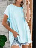 Cotton Solid Short Sleeve Shirts & Tops