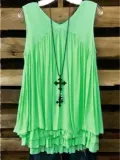 Casual Solid Sleeveless V Neck Shirts
