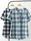 Short Sleeve Round Neck Casual Shirts & Tops