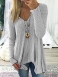 White Long Sleeve Solid Cotton V Neck Sweater