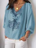 V Neck Casual Cotton Shirts & Tops
