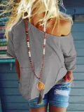 Plus Size Casual Pockets Half Sleeve Solid Tops
