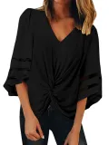 V Neck Short Sleeve Casual Shirts & Tops