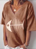 V Neck Short Sleeve Shirts & Tops