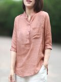 Plus Size Women Half Sleeve V Neck  Solid Casual Tops