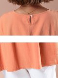 Plus Size Women Embroidered Round Neck Half Sleeve Loose Casual Cotton Shirt Tops