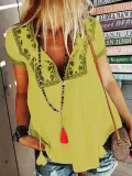 Plus Size Casual V Neck Short Sleeve Tops