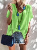 Casual Summer Multicolor V Neck Short Sleeve T-Shirts Tops