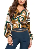 Blue V Neck Casual Shirts & Tops