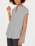 Plus Size Casual Striped V Neck Short Sleeve Shirts & Tops