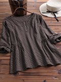 Long Sleeve Cotton-Blend V Neck Casual Shirts & Tops