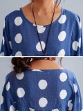 3/4 Sleeve Round Neck Vintage Polka Dots Casual Tops