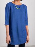 Pockets 3/4 Sleeve Solid Shirts & Tops