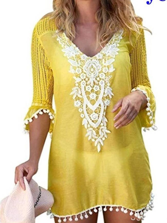 Women Casual Lace Tops Tunic Blouse Shirt