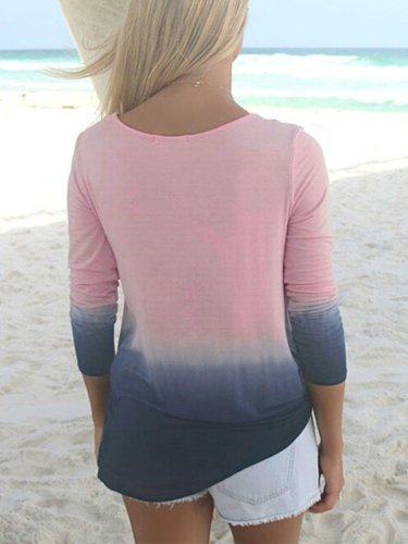 Casual Ombre/tie-Dye Cotton Shirts & Tops