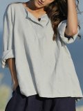 Plus Size Casual Solid Long Sleeve Tops
