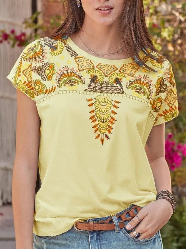 Short Sleeve Crew Neck Casual Shirts & Tops