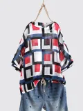 Casual Printed/dyed Round Neck Half Sleeve Shirts & Tops