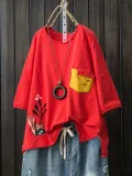 Short Sleeve Patchwork Casual Shirts & Tops