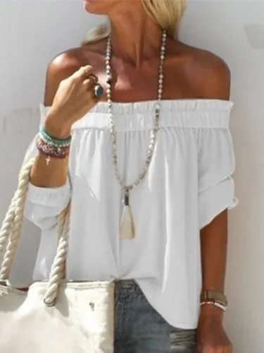 Women Casual Off Shoulder Tops Tunic Blouse Shirt
