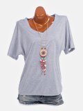 Casual Summer Multicolor V Neck Short Sleeve T-Shirts Tops