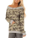 Camouflage Long Sleeve Paneled Simple & Basic T-Shirts