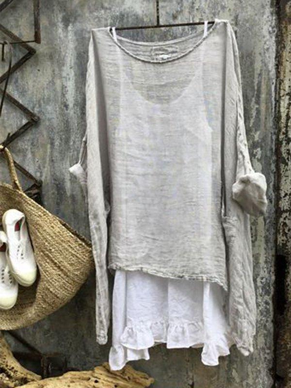Women Thin Summer Linen Plus Size Tops