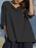 Plus Size Casual Solid Long Sleeve Tops