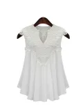 Casual V-Neck Chiffon Guipure lace Plus Size Blouse