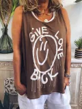 Letter Sleeveless Printed Shirts & Tops
