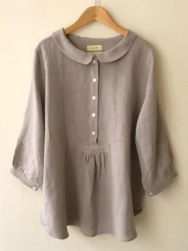 Plus Size Long Sleeve Sweet Solid Blouse