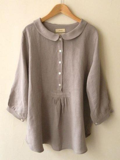 Plus Size Long Sleeve Sweet Solid Blouse