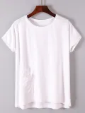 Casual Cotton-Blend Pockets Short Sleeve Shirts & Tops