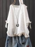 Cotton-Blend Short Sleeve Floral Casual Shirts & Tops