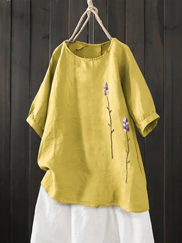Half Sleeve Cotton-Blend Casual Shirts & Tops