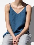 Slit Pure Color Sexy V Neck Spaghetti Plus Size Camis