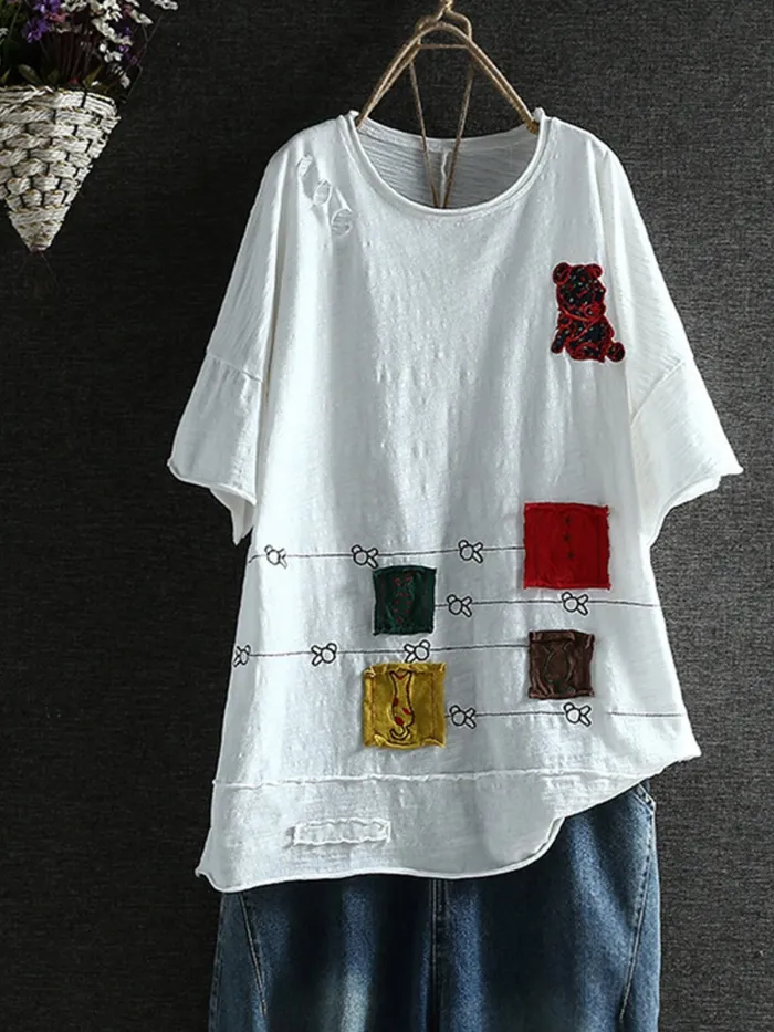 Printed Patchwork Cotton-Blend Shirts & Tops